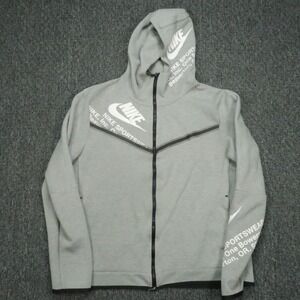 Nike Hoodie Mens Large Gray Sportswear Tech Fleece Graphic Windrunner Full Zip